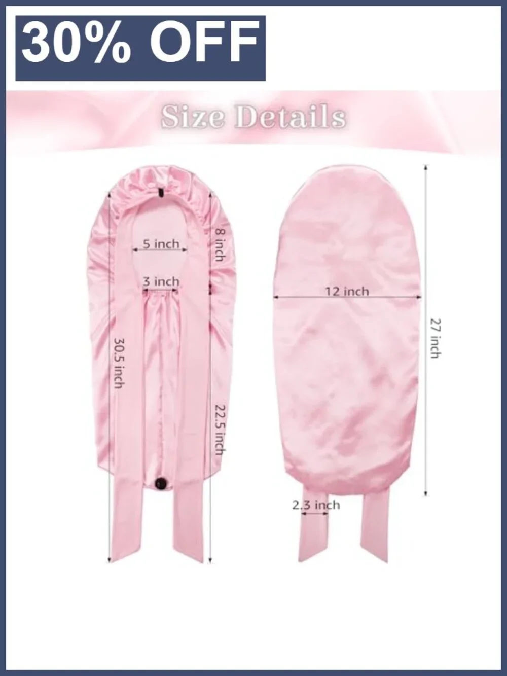 Long Satin Bonnet for Braids Curly Hair with Tie Adjustable Sleep Cap